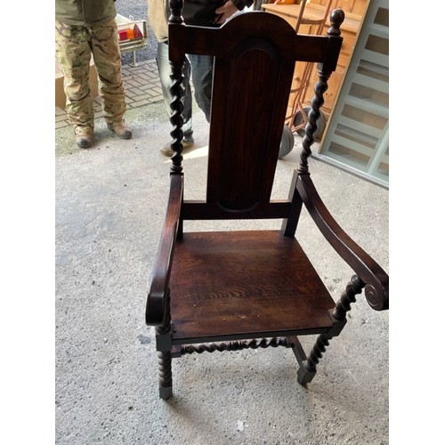 316 - Solid Oak Table with 2 x Carvers & 6 x chairs  - Viewing section S5