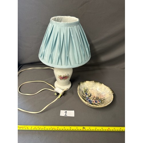 1 - Decorative ceramic bowl and Table lamp (Tested & Working) - Viewing section: O2