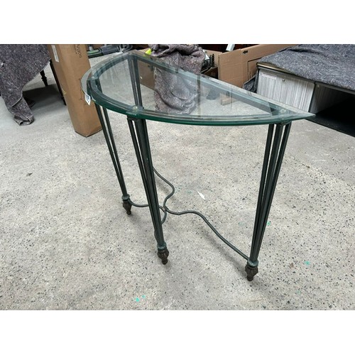 103 - Glass Topped half round Metal Hall Table  - Viewing section: S5