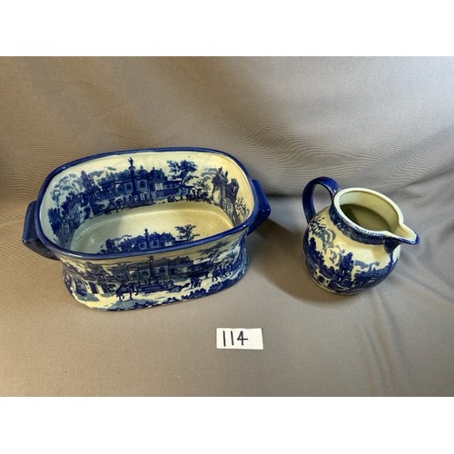 114 - Blue & white Bowl + Jug  - Viewing section: O6