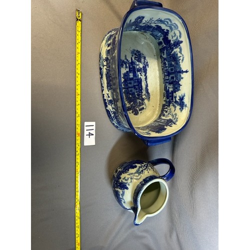 114 - Blue & white Bowl + Jug  - Viewing section: O6