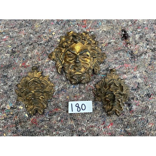 180 - x3 Brass Ornamental Heads  - Viewing section: O34