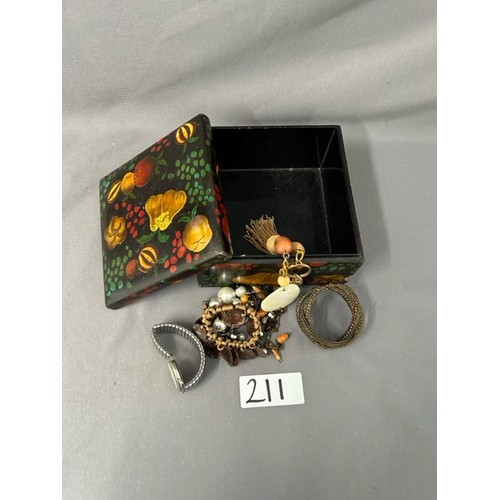 211 - Japanese Lacquered Box & Costume Jewelry - Viewing section: O1