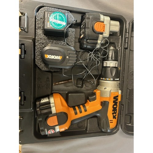 538 - Worx Cordless Hammer Drill/Driver 18V  with charger & 2 x Batteries  - Viewing section: O17