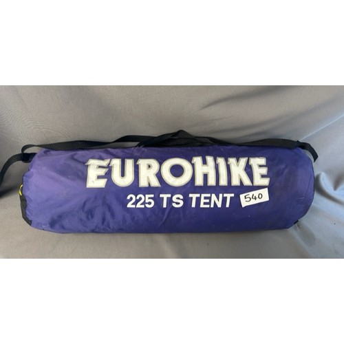 540 - Eurohike Tent 2 Berth 22STS - All poles pegs - Zips Good.  - Viewing section: O30