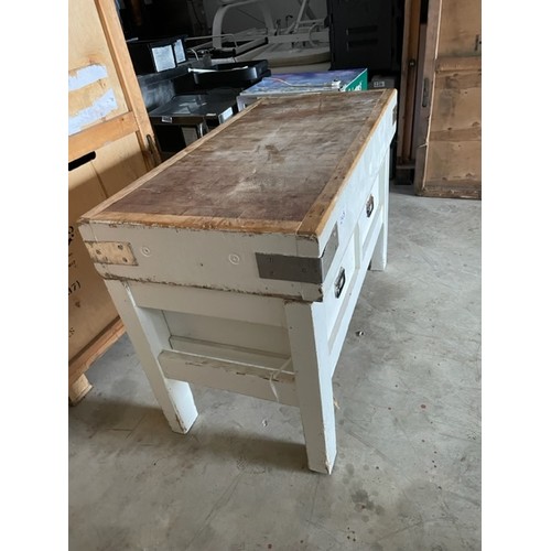 248 - Heavy, Hand painted Butchers Block  - Viewing section: Building (if you wish to view this item, plea... 