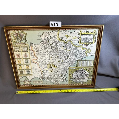 419 - Old framed map  - Viewing section: O33