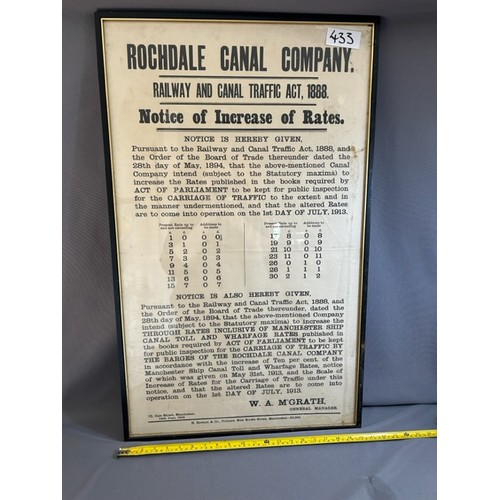 433 - Rochdale Canal Company Rail and Traffic Act' Framed poster  - Viewing section: O31