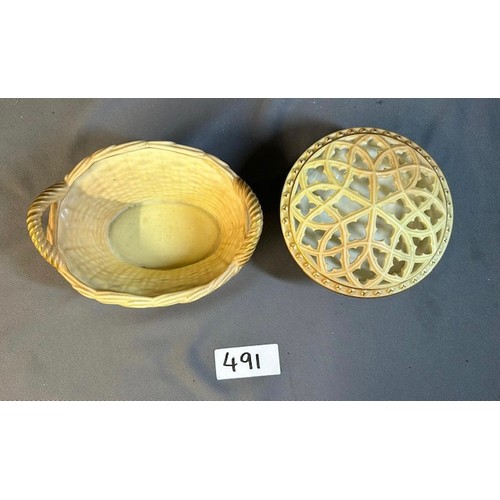 491 - Royal Worcester flower pot and ceramic basket  - Viewing Section: O33 (2)