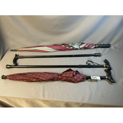 505 - 2 x Umbrellas & 2 x walking sticks  - Viewing section: O22