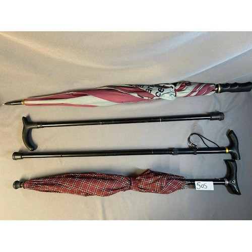 505 - 2 x Umbrellas & 2 x walking sticks  - Viewing section: O22