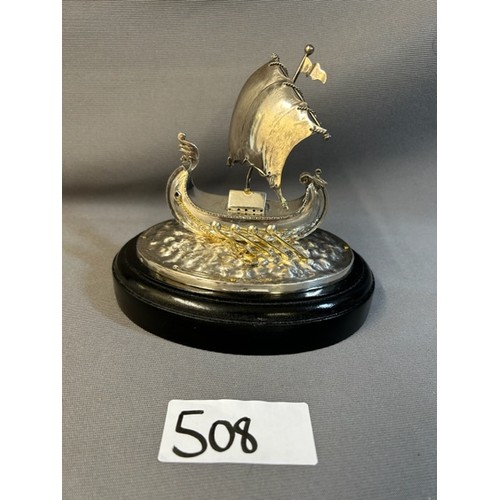 508 - White Metal Scandinavian Viking Ship  - Viewing section: O1