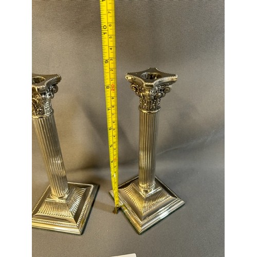 511 - Pair of Sliver Plate Coronation candle holders - Viewing Section: O34