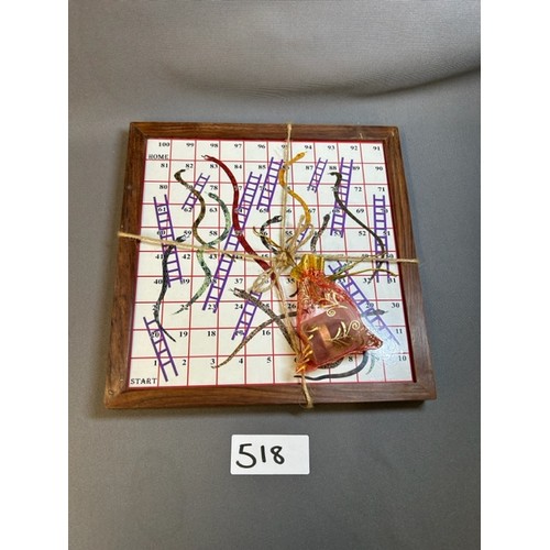 518 - Snakes and ladders on a wooden inlay - unused  - Viewing section: O8