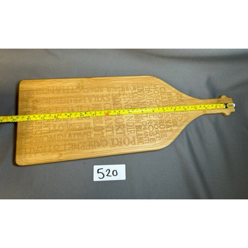 520 - Ornamental wine shaped engraved chopping board - 48cm tall and 18cm wide  - Viewing section: O8