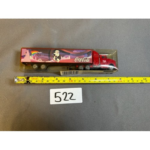 522 - Model Coca cola Christmas Truck in case - Collectible toy - 18cm long x 4.5cm tall  - Viewing sectio... 