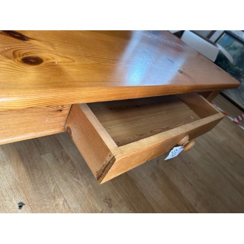 527 - Long pine coffee table with small drawer- 120cm long x 60cm wide x 44cm tall - Viewing section: S9