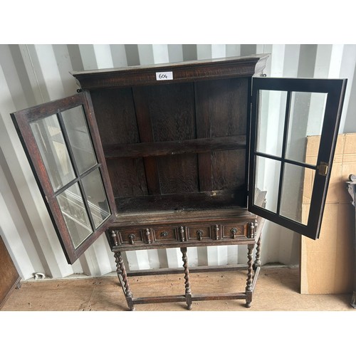 604 - Dark Wood Glass Cabinet - Viewing section: Building (if you wish to view this item, please let us kn... 