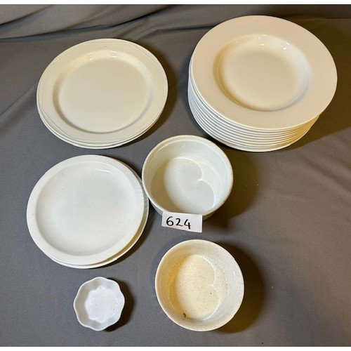 624 - Selection of commercial plates x12, x12 bowls & x2 saucers - Viewing section: O9