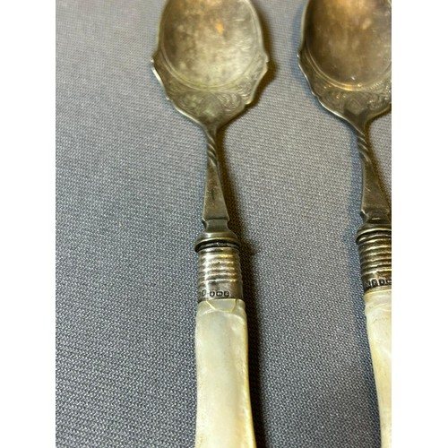 677 - 2 x Spoons with Hallmarked Silver bands - Viewing Section: O1