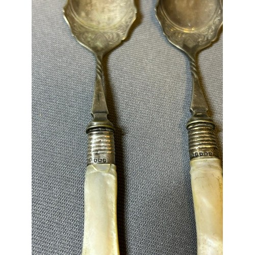 677 - 2 x Spoons with Hallmarked Silver bands - Viewing Section: O1