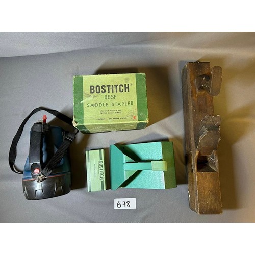 678 - Bostitch Saddle Stapler, Torch & Wooden Plain - Viewing Section: O21