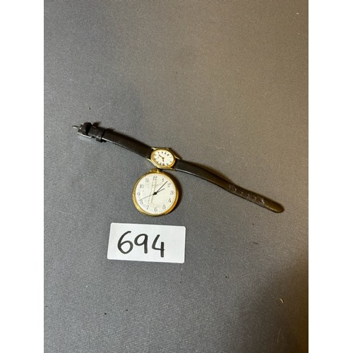 694 - Pocket watch and wrist watch - Unworking - Viewing Section: O1