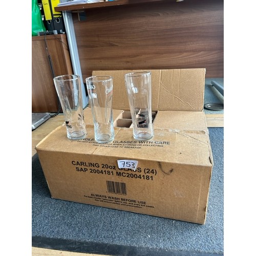 753 - Selection of pint sized Carling glasses - Viewing Section: S7