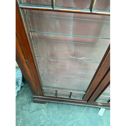 761 - Antique glass display cupboard - One shelf fixing damaged  - Viewing Section S12