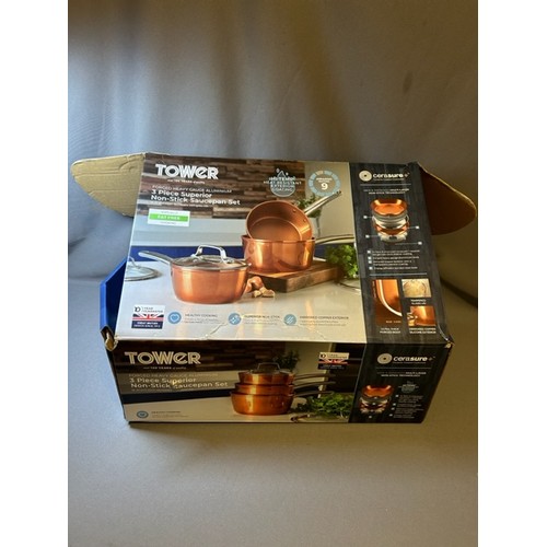 772 - Tower 3 piece copper pans - Viewing Section: O17