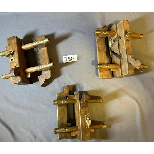 780 - 3 x Vintage wooden  planes  - Viewing Section: O10