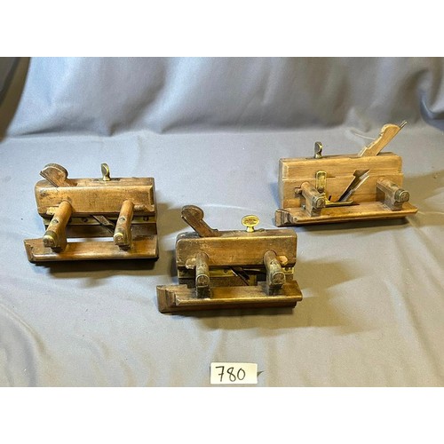 780 - 3 x Vintage wooden  planes  - Viewing Section: O10