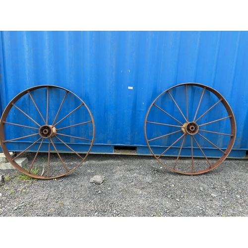 795 - 6 X Large Metal Wagon Wheels - Viewing Section BC