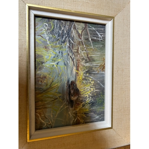 799 - Oil on canvas painting of an beaver signed king - Viewing Section O30