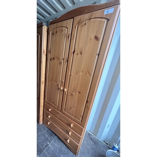 6 - Pine wardrobe with 3 x draws (192cm x 50cm x 82cm Approx.) - Viewing Section: S2