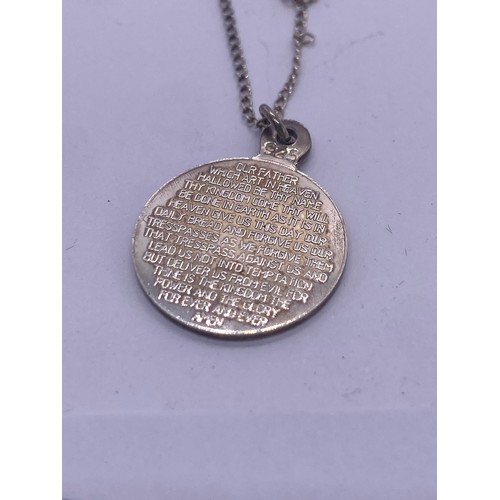 38 - The Lords Prayer Pendent - sterling silver - Viewing Section: O35