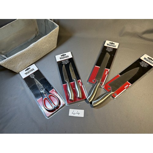 44 - Selection of cooking knives - new in packaging & scissors - Viewing Section: O14