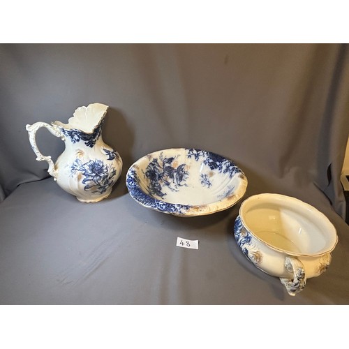 48 - Matching wash bowl and jug plus bedpan - Viewing Section: O12