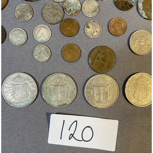 120 - Selection of various vintage coins inc half crowns - Viewing Section: O35