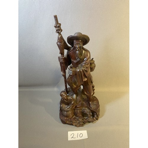 210 - Chinese's rosewood hand carved fisherman figure - Viewing Section: O7