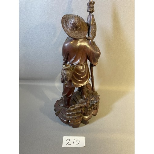 210 - Chinese's rosewood hand carved fisherman figure - Viewing Section: O7