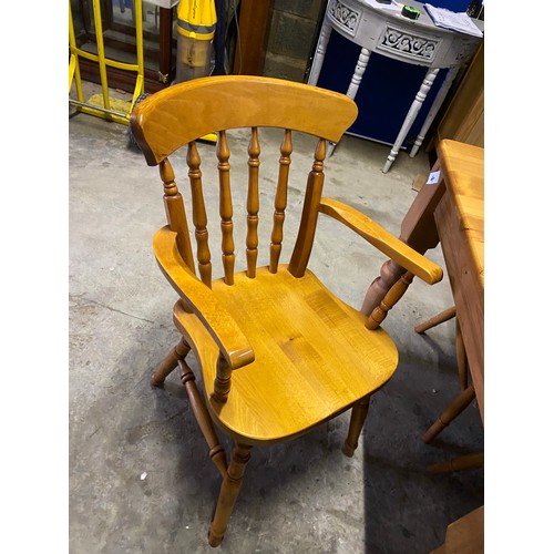 4 - Large Pine Table with 6 chairs + 2 x Carvers - 195 x 92 x 78 cm approx. - Viewing Section S8