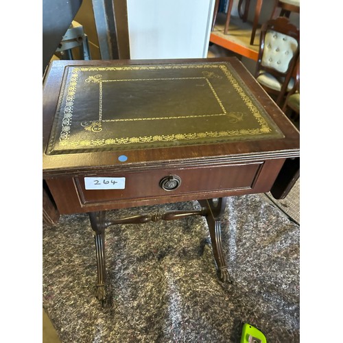 264 - Small Leather Topped table on Casters - 52 x 37 x 49 cm approx - Viewing Section: S9