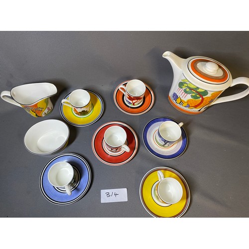 314 - Wedgewood Clarice Cliff Inspired coffee set - Viewing section: O40