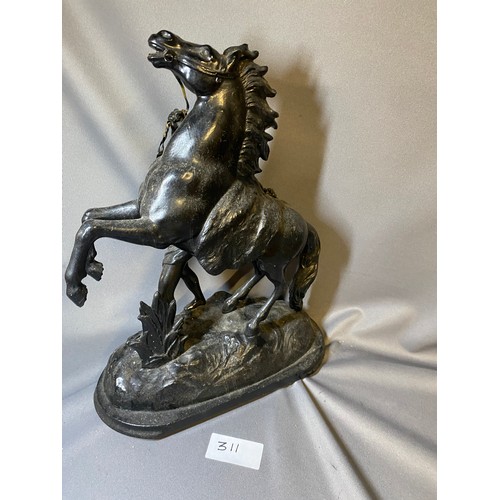 311 - Horse & man sculpture - Metal on a wooden base - Viewing Section: O40