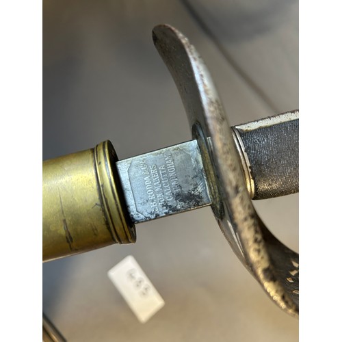 483 - Indian Officers ceremonial sword with leather and brass scabbard - Viewing Section: O20