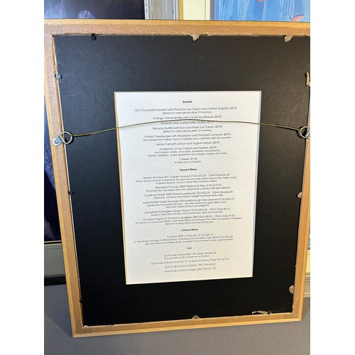 493 - 3 x framed menus from Rick Stein’s ‘Seafood Restaurant’ in Padstow - Viewing Section: O42