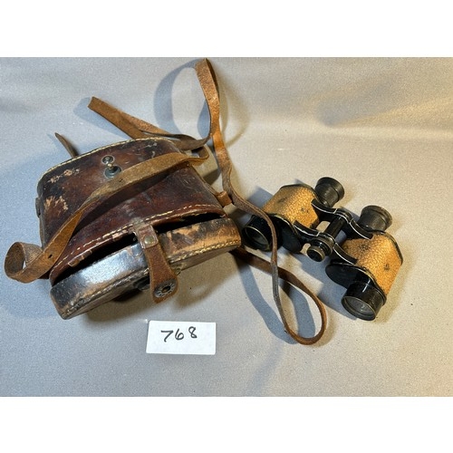 768 - Bausch & Lomb Binoculars Antique in Original Leather Case - Viewing Section: O45