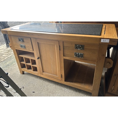 Solid oak kitchen island with granite worktop. Drawers and cupboards ...