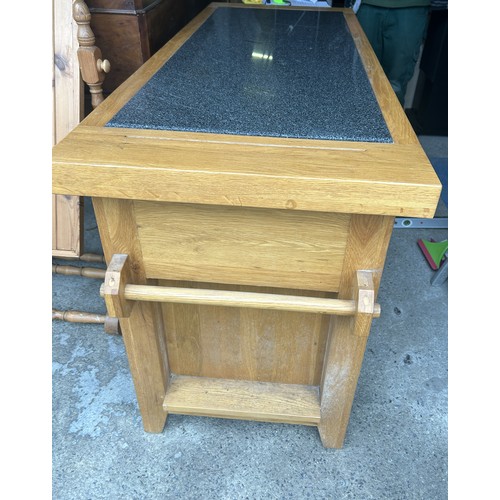 Solid oak kitchen island with granite worktop. Drawers and cupboards ...